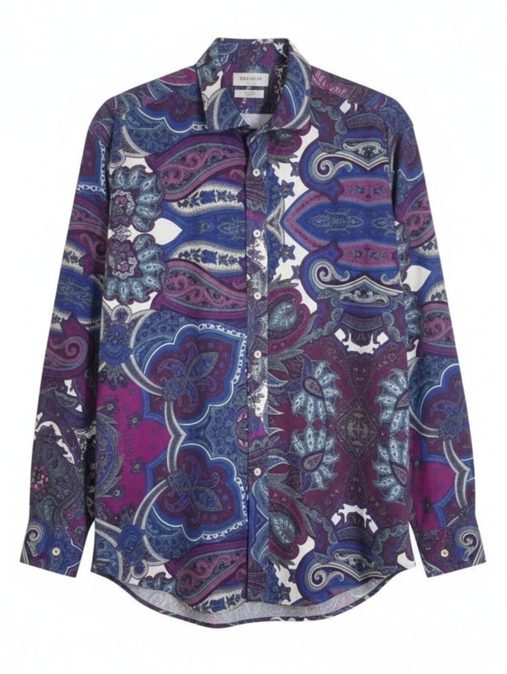Thomas Dean men’s XL paisley print button down long sleeve shirt casual cotton